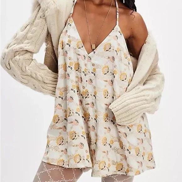 Free People Chiara Printed Jacquard Romper - Picture 1 of 13